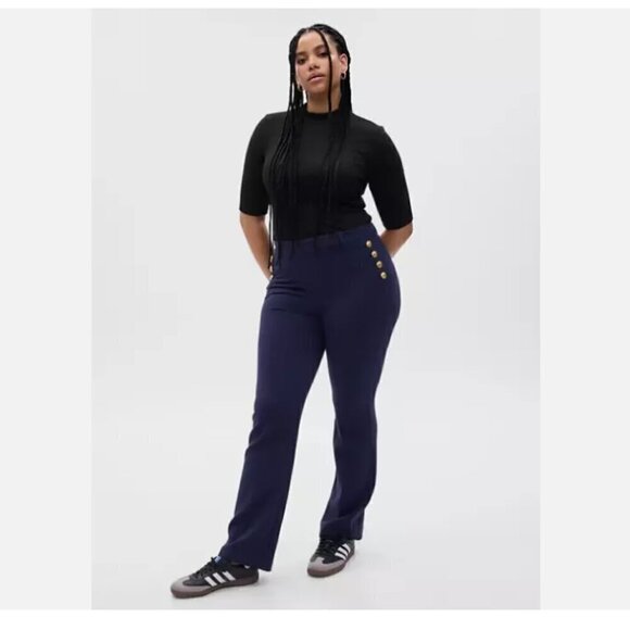 GAP Mid Rise Baby Boot Sailor Captain Gold Button Pant Navy Blue Size 2 MSRP $90 - Picture 4 of 12